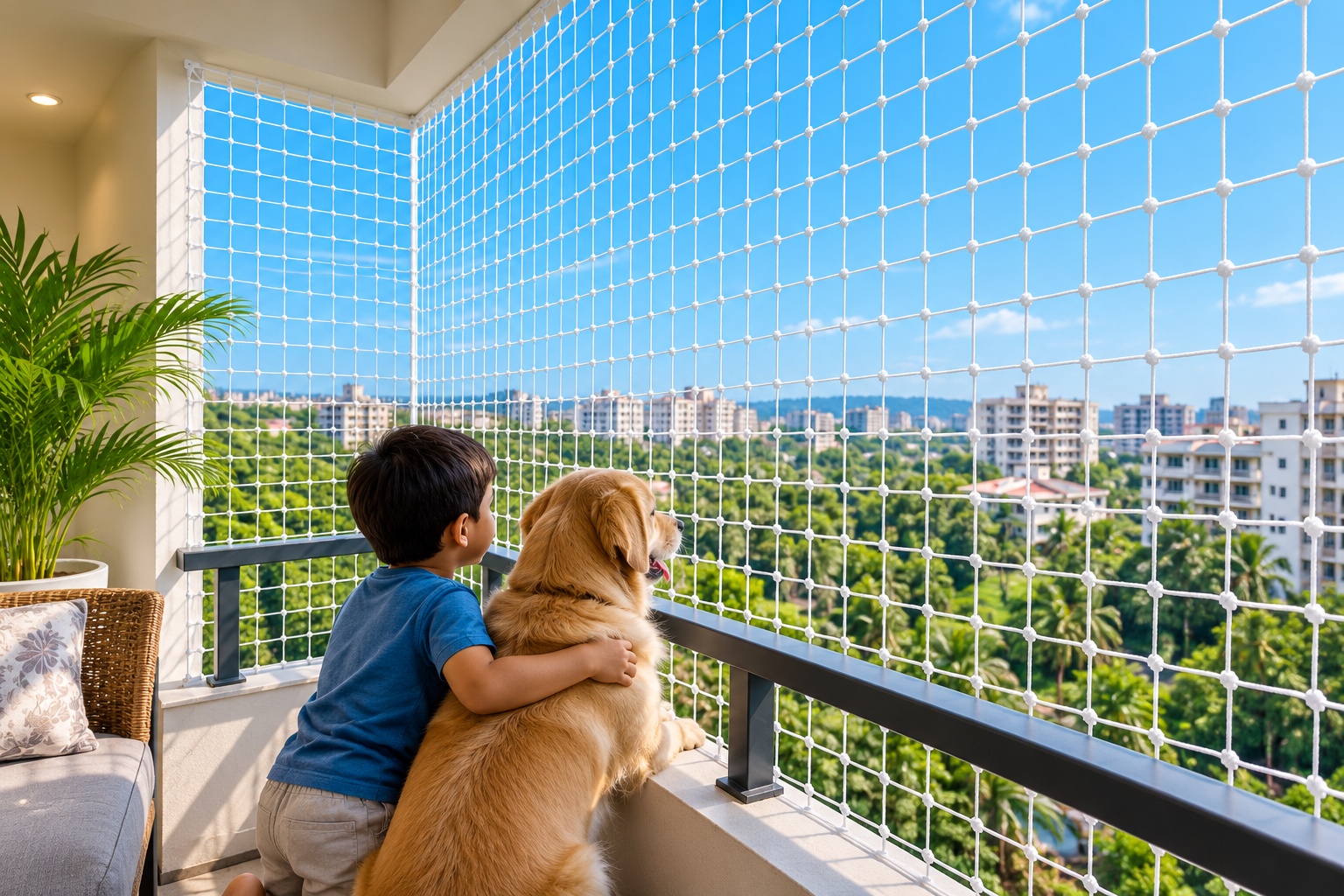 Balcony safety net example
